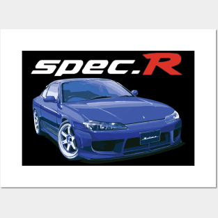 s15 spec r aero tv3 brilliant blue te37 Posters and Art